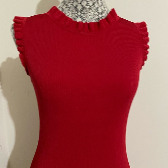 MICHAEL KORS Red Ribbed Knit Dress, Size XS - Picture 5 of 8